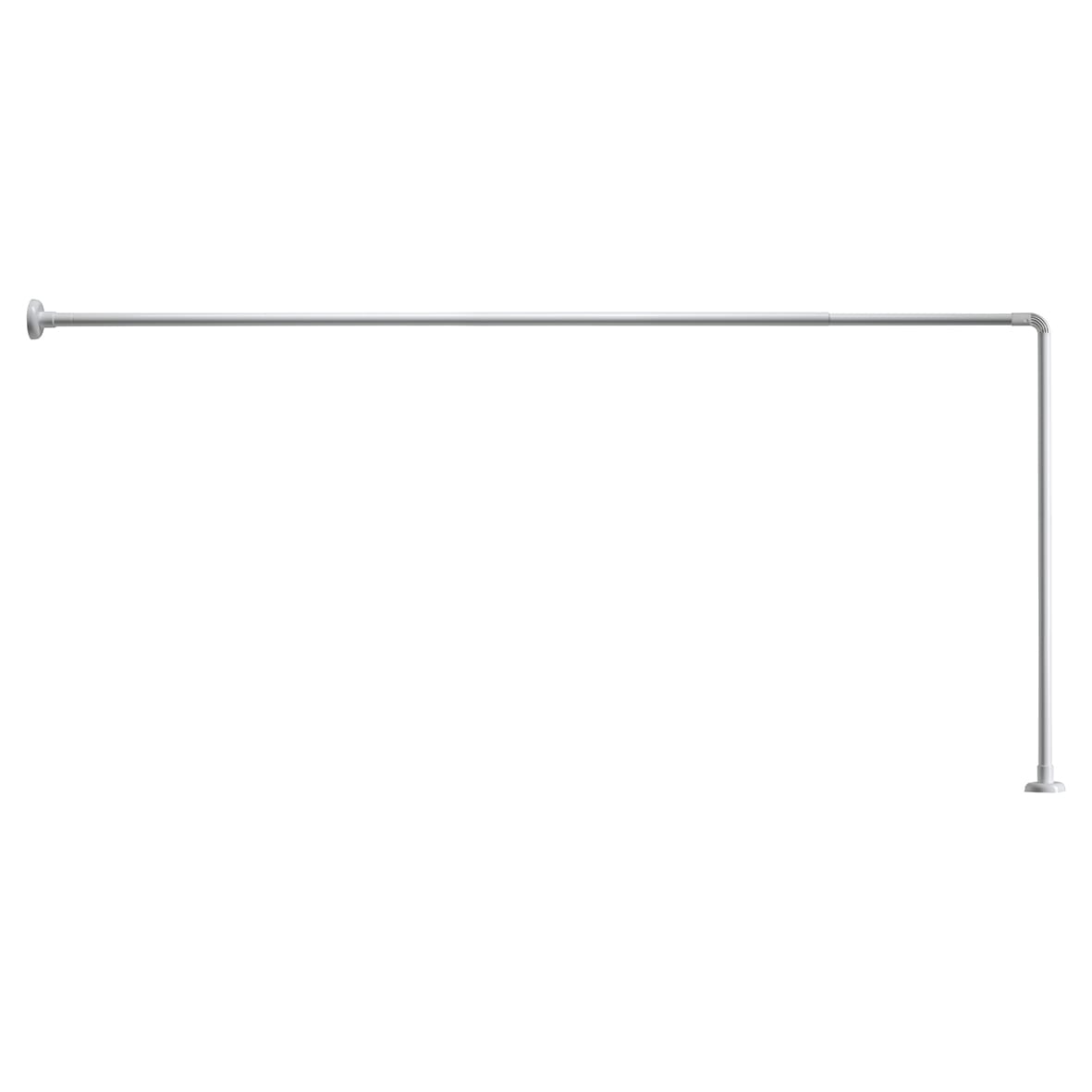 Shower Rail - L Shaped - Telescopic Rod - 1400-2600mm Length - White - view 4