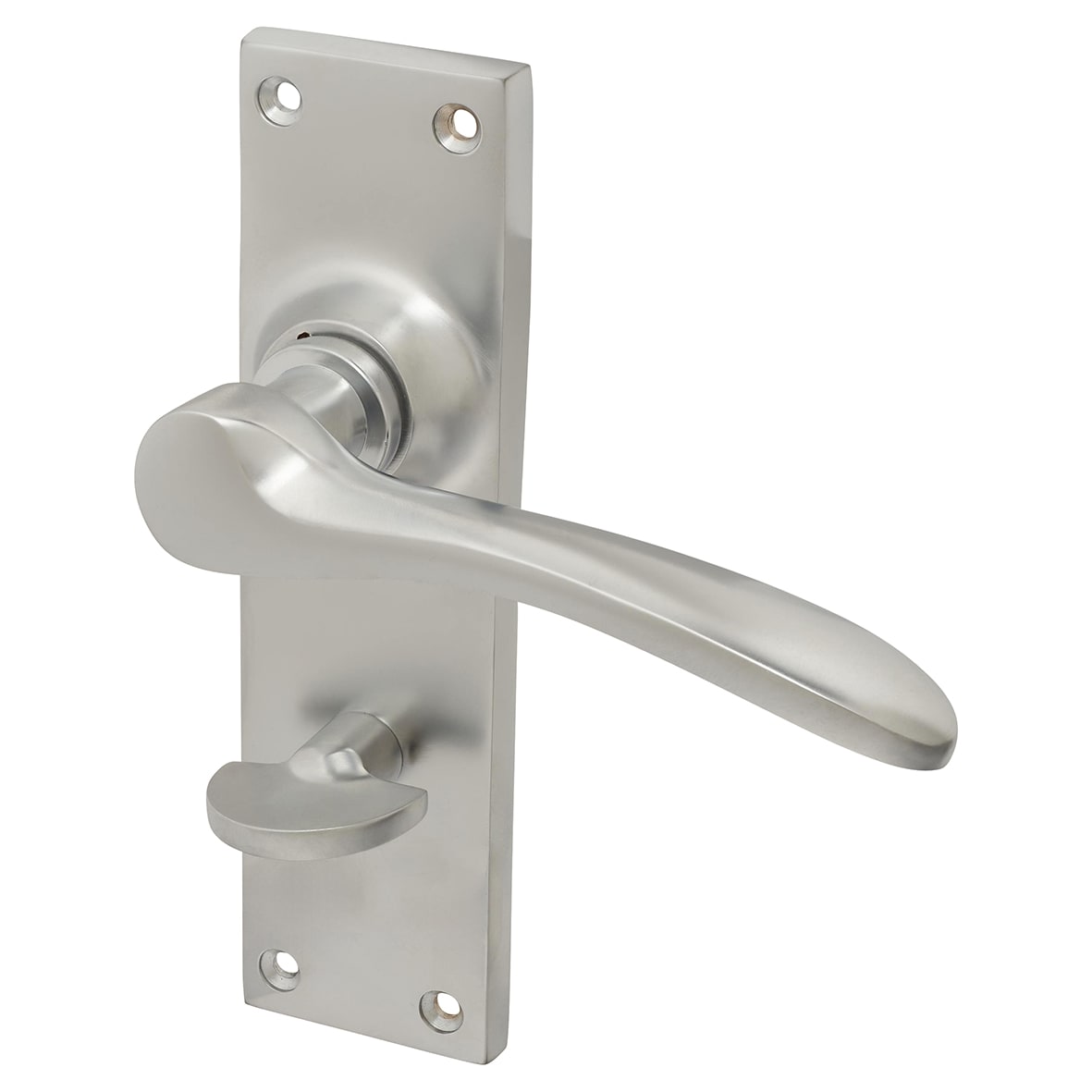Satin Chrome Bathroom Door Handles - Buckingham Range - 152 x 41mm - view 2