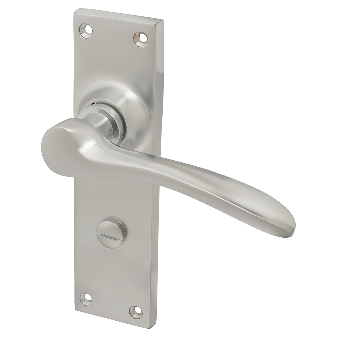 Satin Chrome Bathroom Door Handles - Buckingham Range - 152 x 41mm - view 3