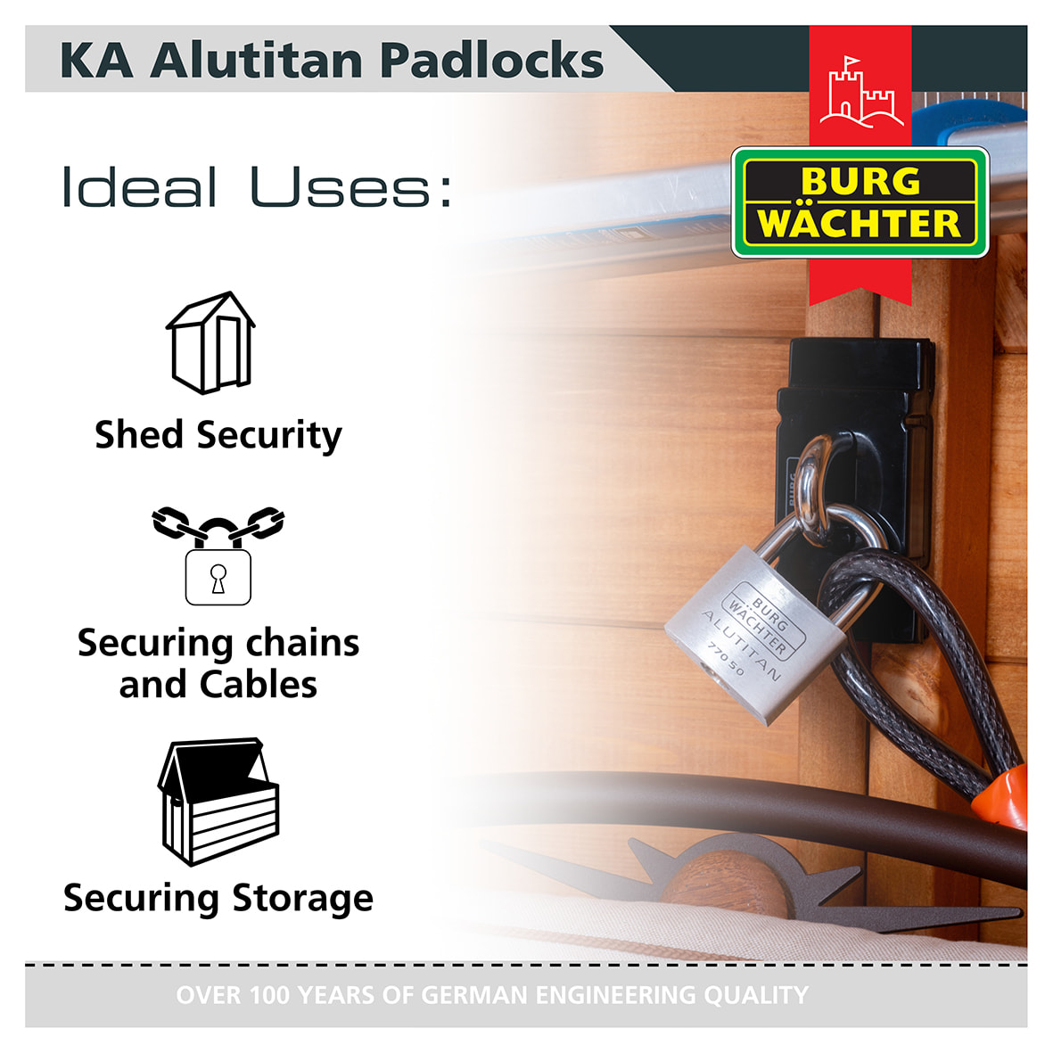 Alutitan Padlock - 40mm Body - 22 x 23.5mm Shackle - Keyed Alike - Pack of 10 - view 3