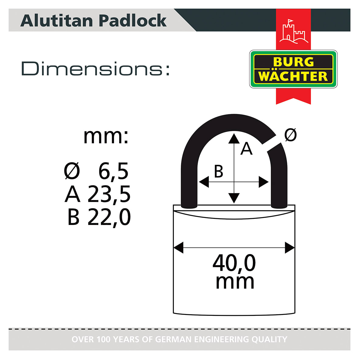 Alutitan Padlock - 40mm Body - 22 x 23.5mm Shackle - Keyed Alike - Pack of 10 - view 4