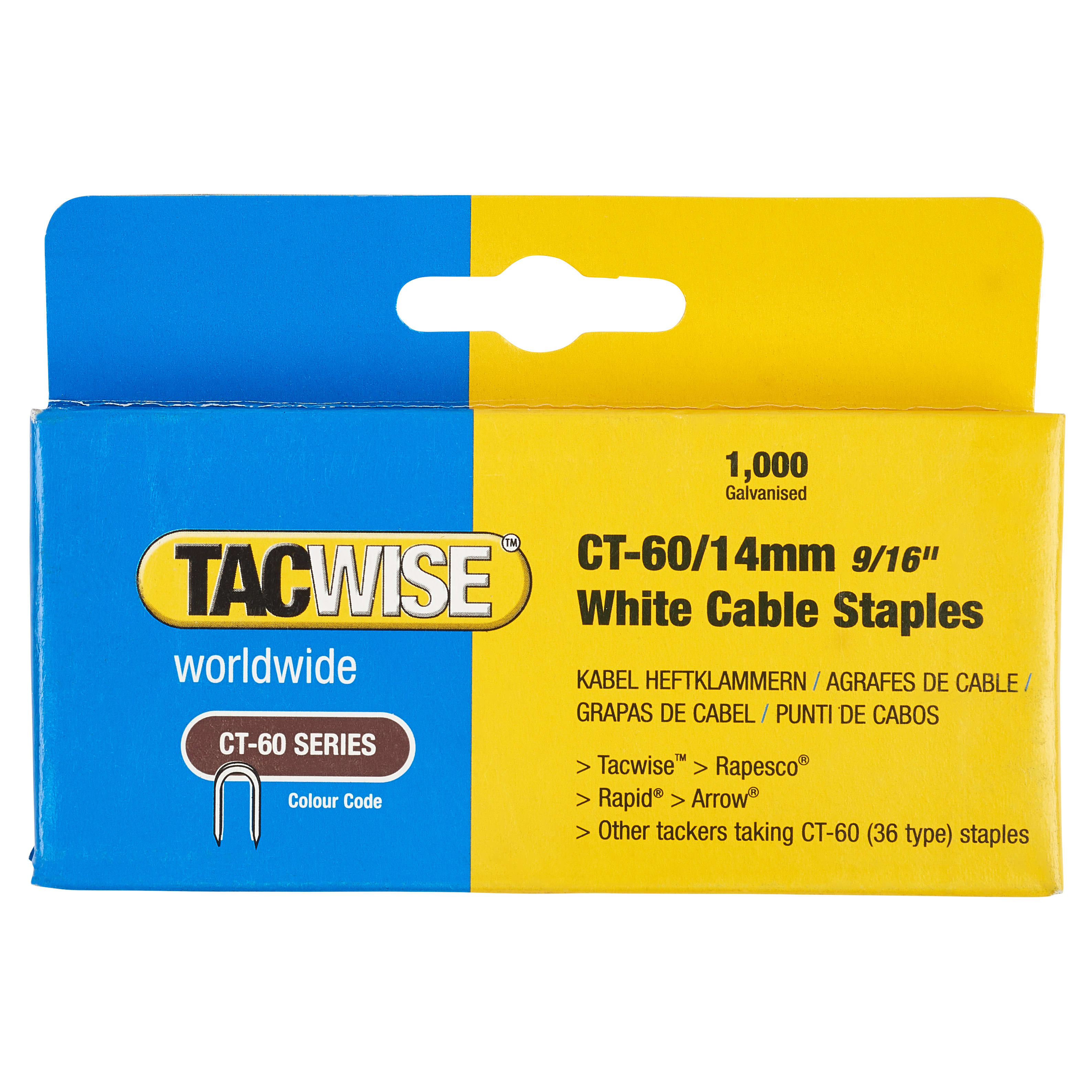 CT-60 Series Divergent Point Staples - 14mm Length - White - Pack of 5000 - view 3
