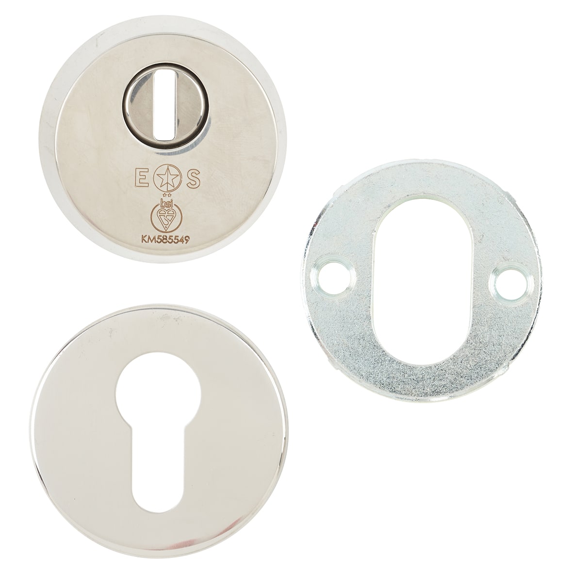 2 Star Security Escutcheon - 54mm Diameter - Euro - Bright Stainless Steel - view 2