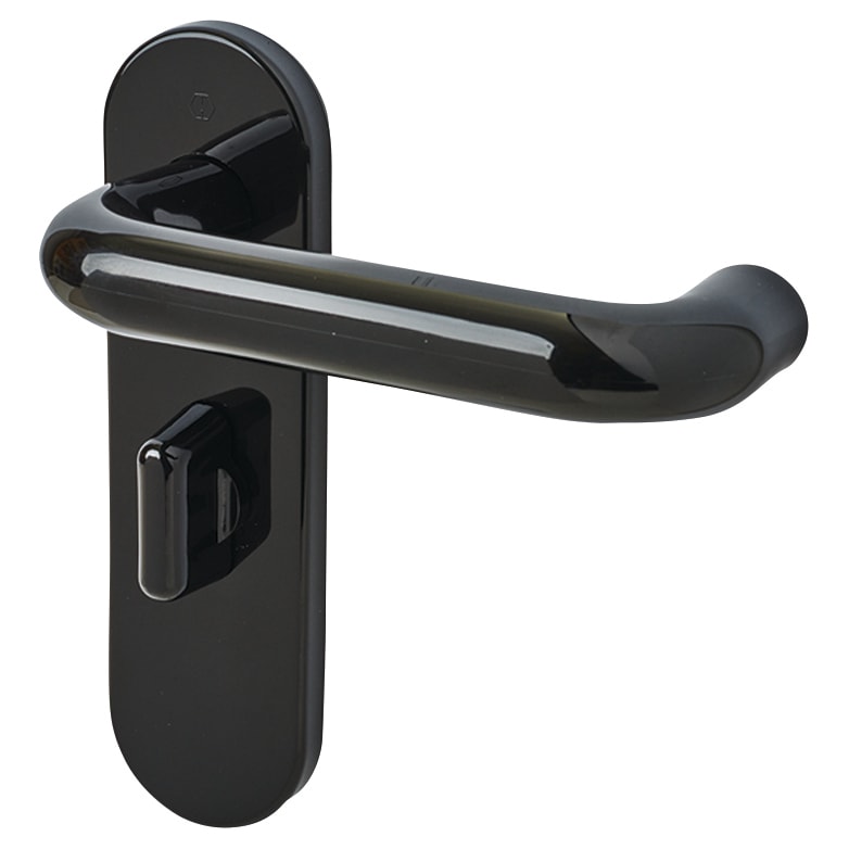 Ebony Black Nylon Steel Core Safety Bathroom Door Handles - 57mm c/c - Paris Range - view 2
