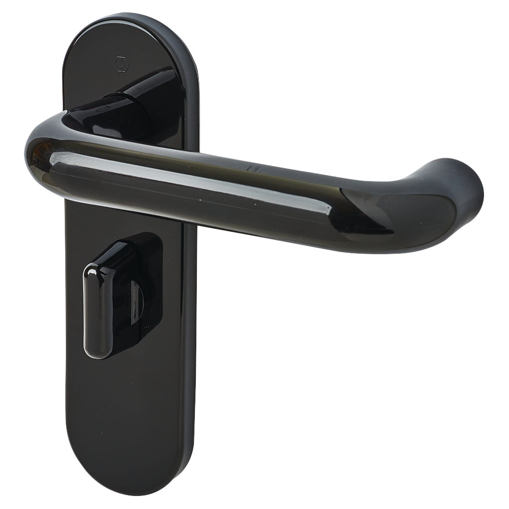 Ebony Black Nylon Steel Core Safety Bathroom Door Handles - 57mm c/c - Paris Range - view 3