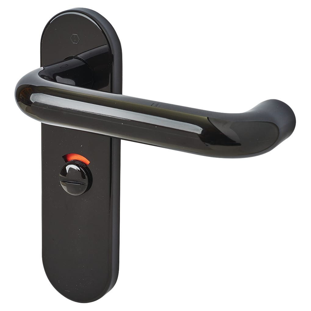 Ebony Black Nylon Steel Core Safety Bathroom Door Handles - 57mm c/c - Paris Range - view 4
