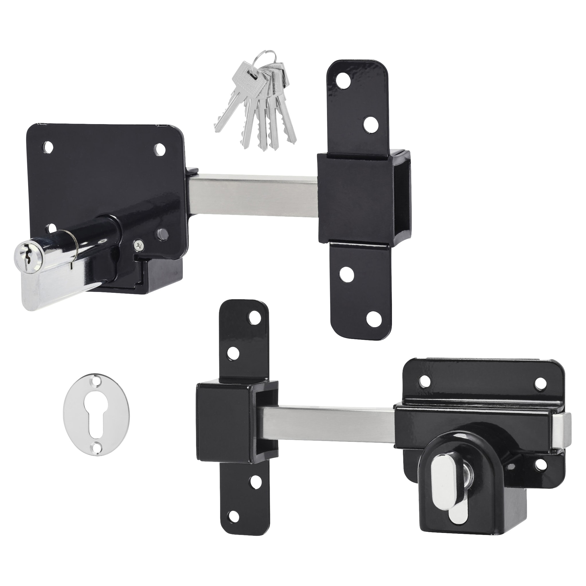 Locking Long Throw Gate Lock - 50mm Gate Thickness - Euro Thumbturn Cylinder - 316 Stainless Steel - view 2