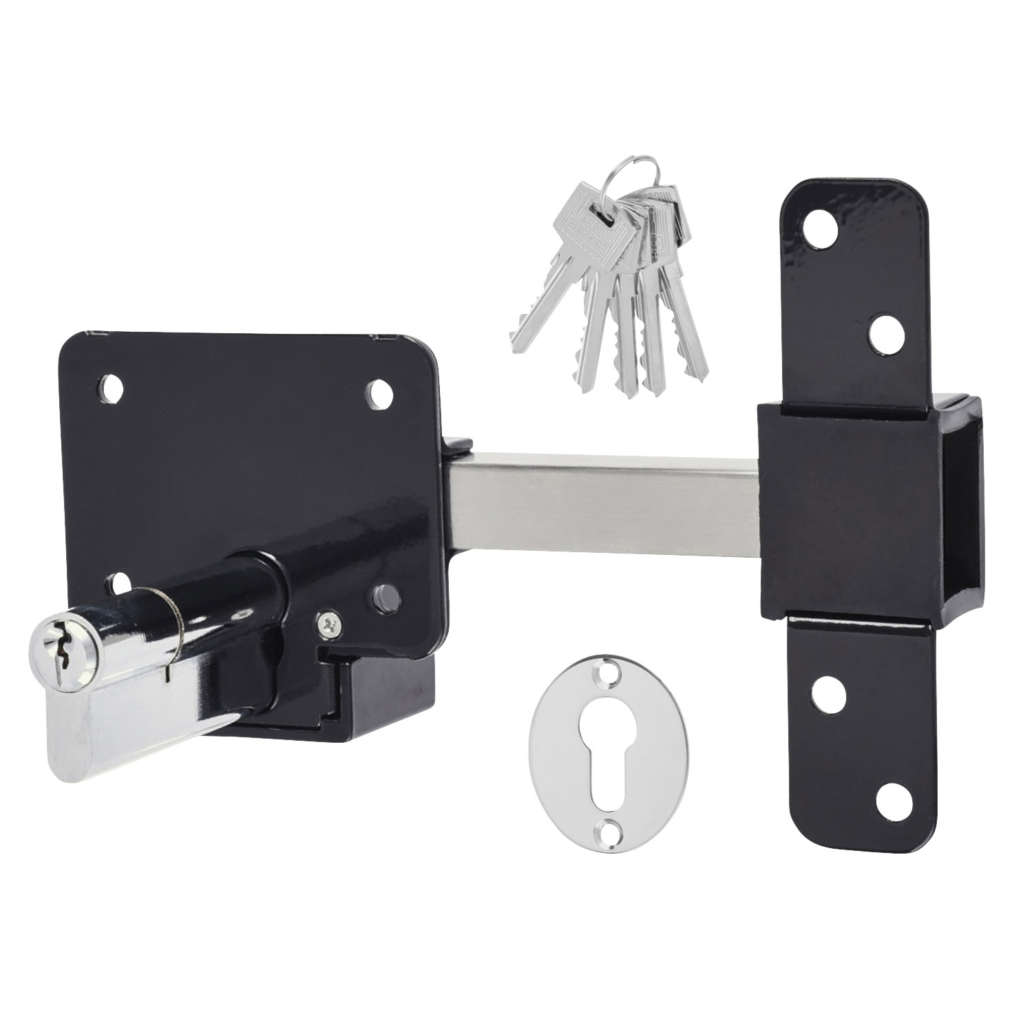 Locking Long Throw Gate Lock - 50mm Gate Thickness - Euro Thumbturn Cylinder - 316 Stainless Steel - view 3