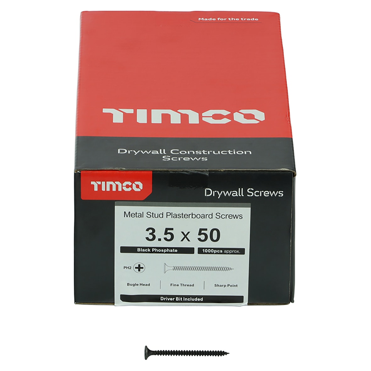 Fine Thread Bugle Head Drywall Screws - 3.5 x 50mm - Dark Grey Phosphate - Pack of 1000 - view 4