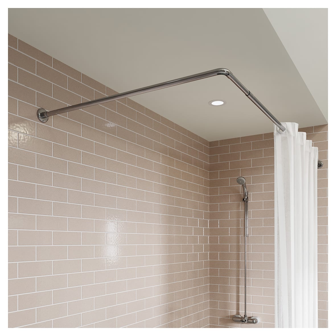 Shower Rail - L Shaped - Telescopic Rod - 1400-2600mm Length - Chrome - view 3