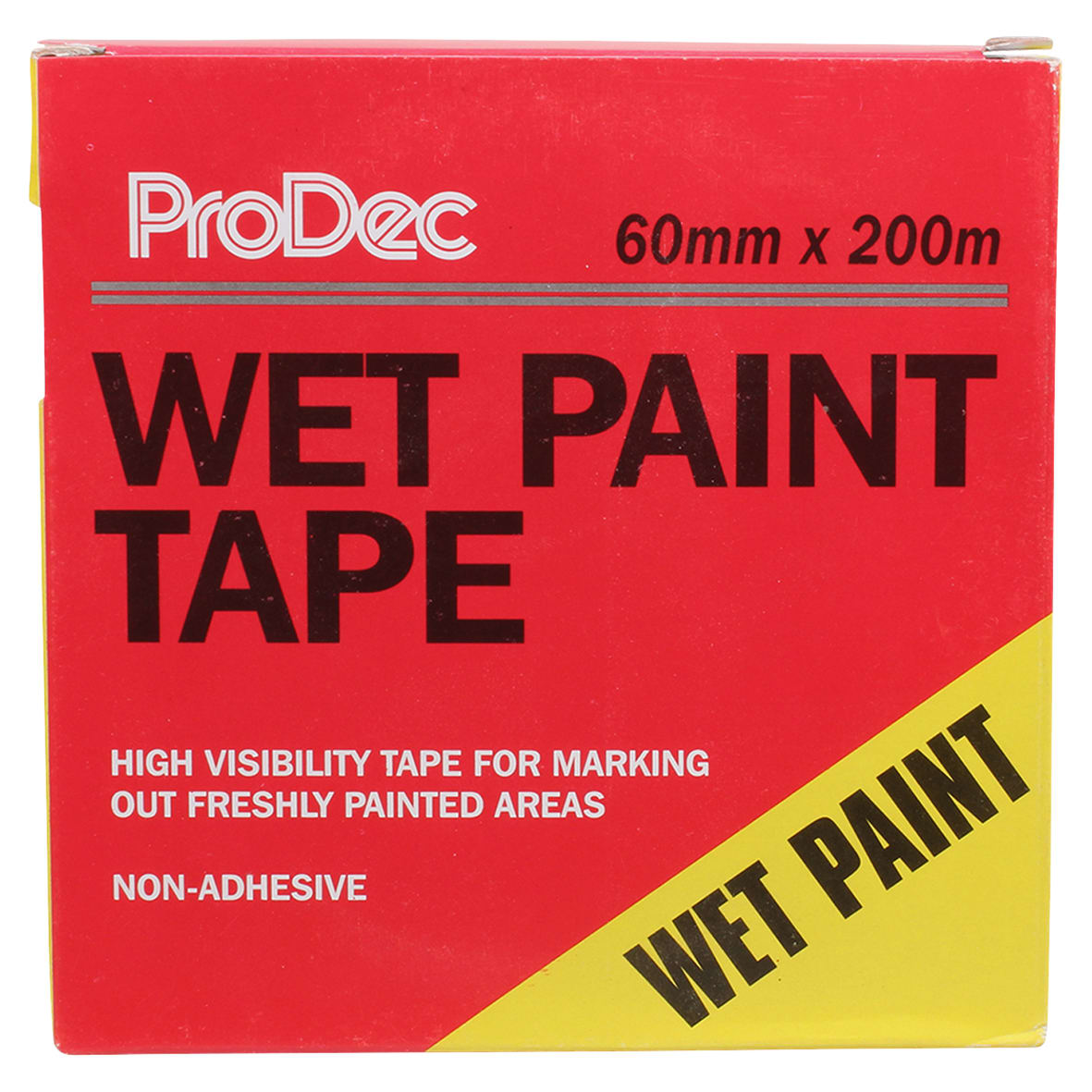 Non-Adhesive Wet Paint Marking Tape - 60mm x 200m - Black/Yellow - view 4