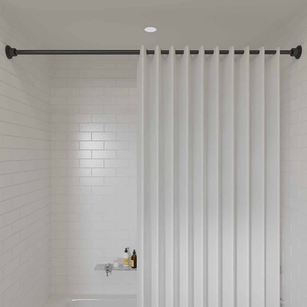 Stick 'n' Lock Premium Shower Rail - Telescopic Rod - 1295-2298mm Length - Matt Black - view 2