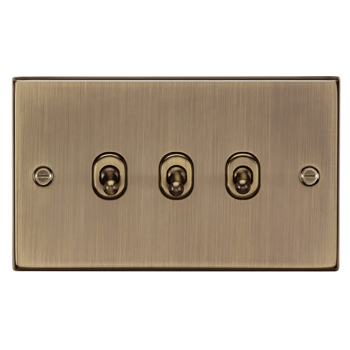 10AX 3 Gang 2 Way Toggle Light Switch - Antique Brass - view 3
