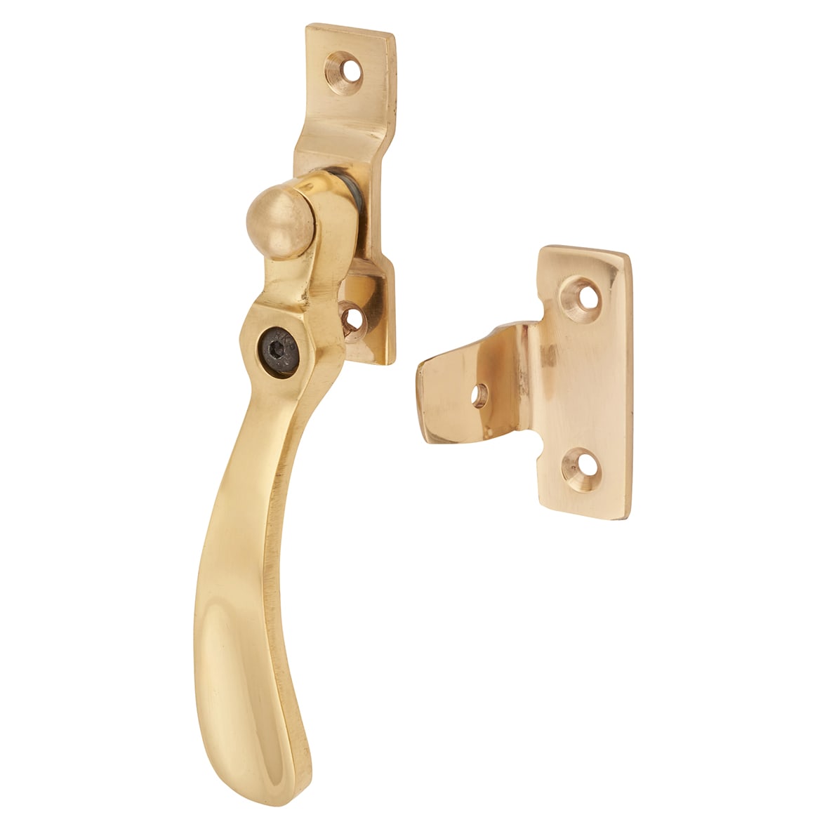 Cast Victorian Locking Wedge Casement Window Fastener - Reversible - Polished Brass - view 3