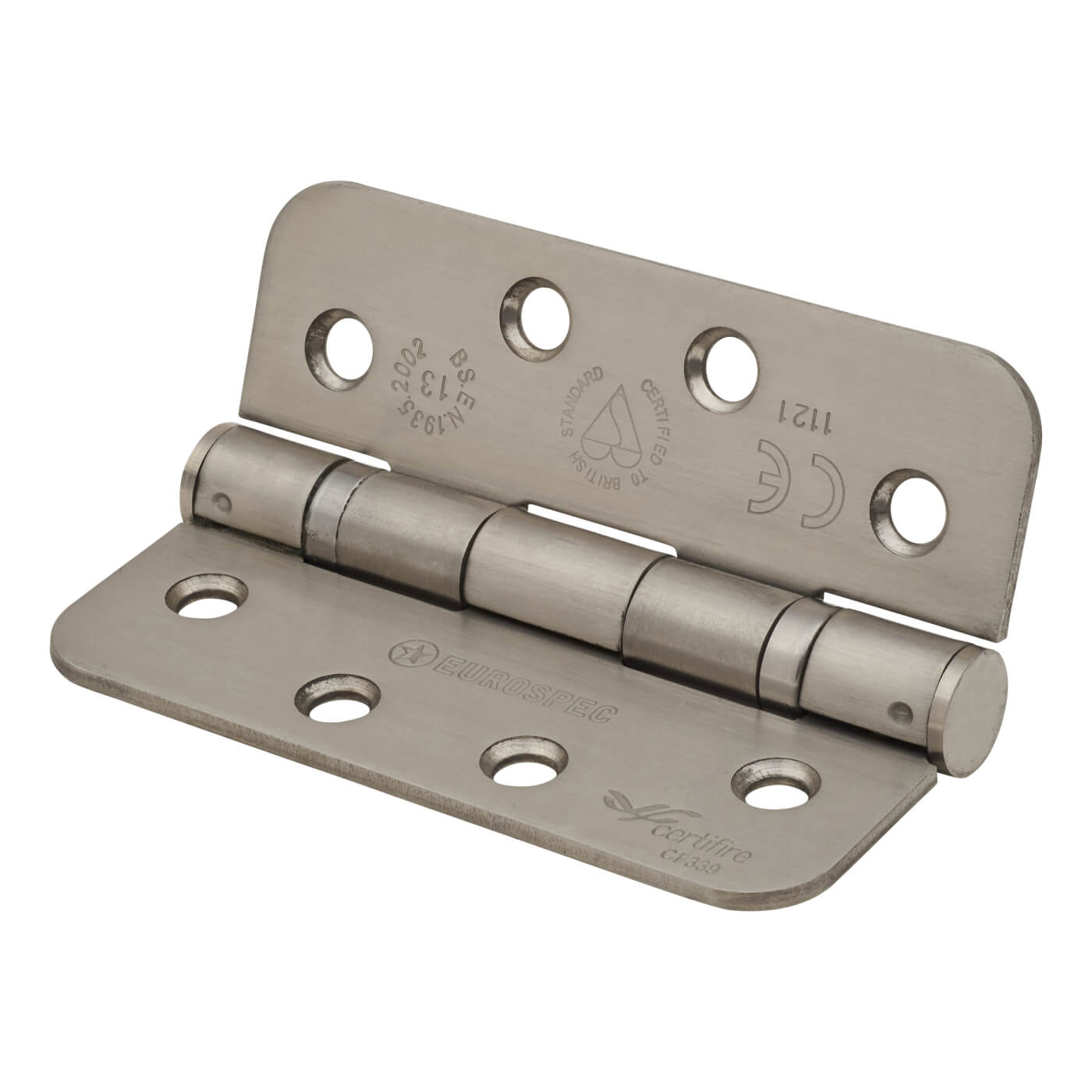 Radius Ball Bearing Grade 13 Butt Fire Door Hinge - 102 x 76 x 3mm - 201 Sat Stainless - Pair - view 3