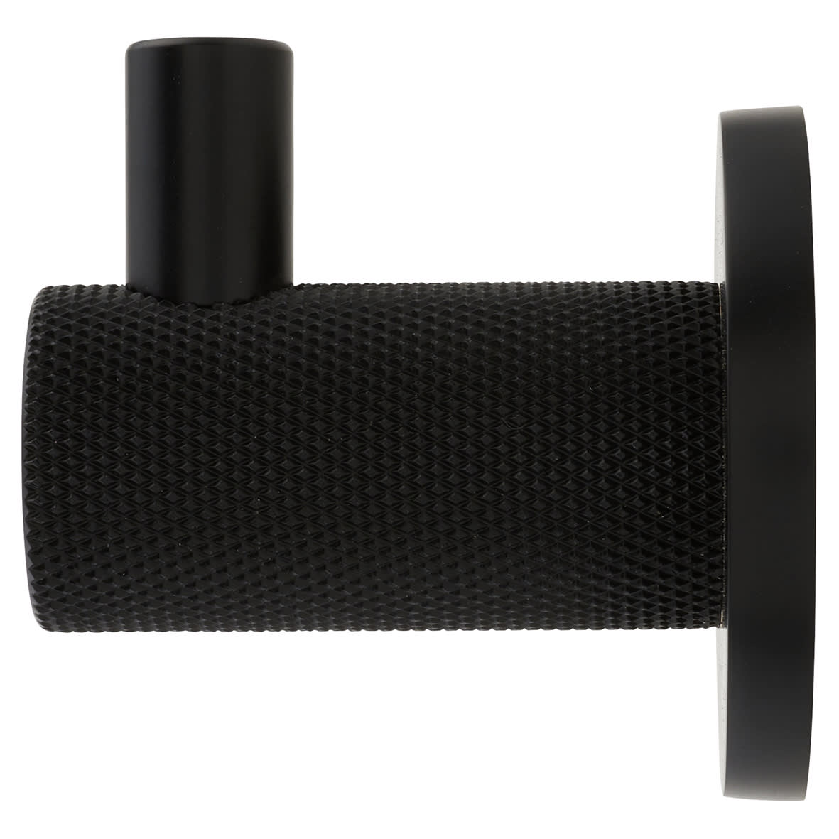 Knurled Single Coat Hook - 50 x 25mm - Matt Black - view 2