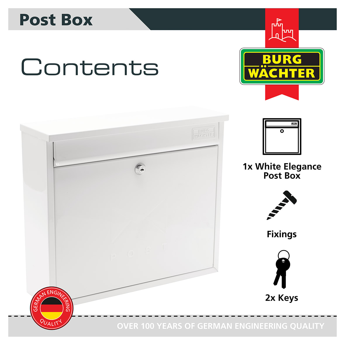 Elegance Mailbox - 362 x 310 112mm - White - view 5