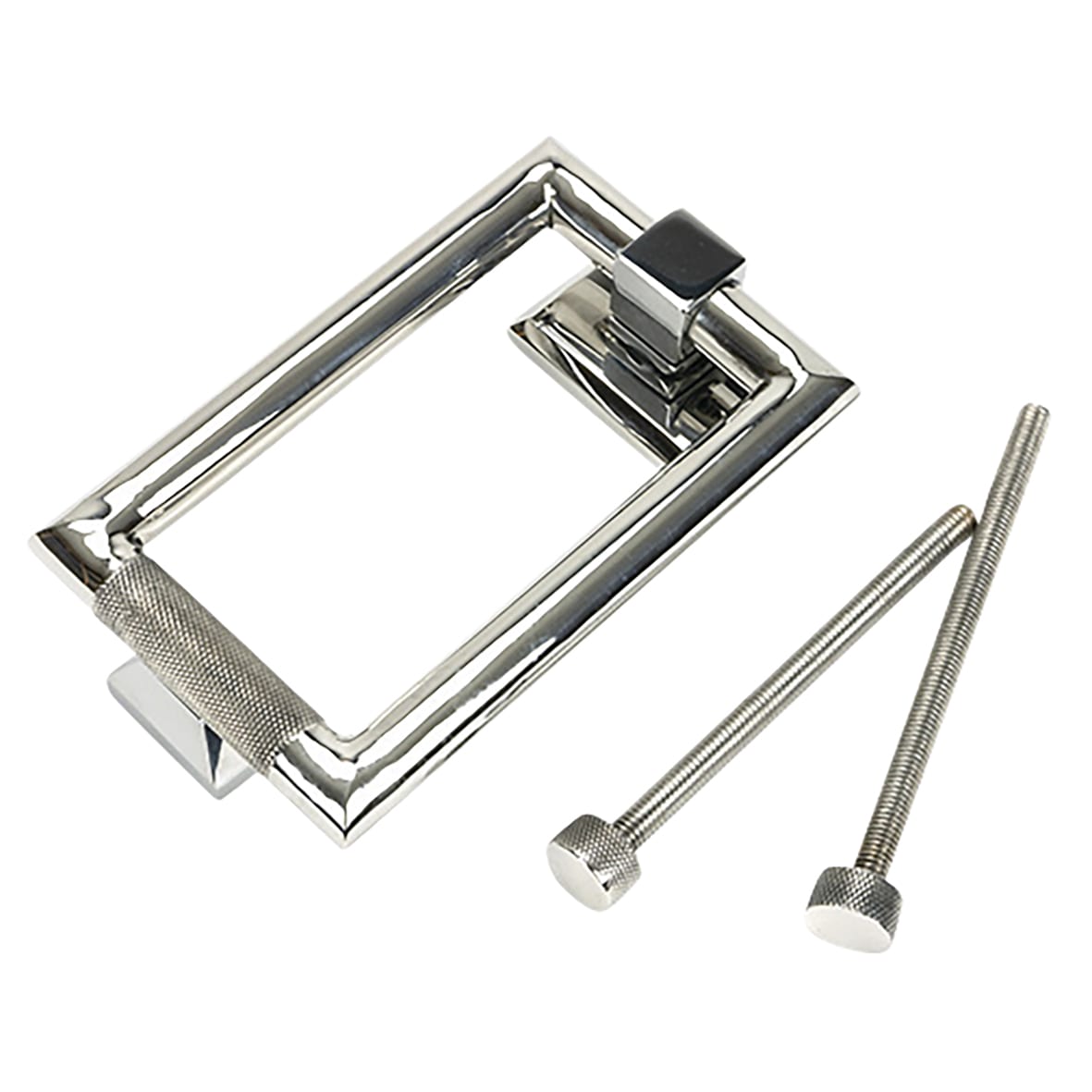 Brompton Rectangular Knurled Door Knocker - Polished Stainless Steel - 145 x 90mm - view 2