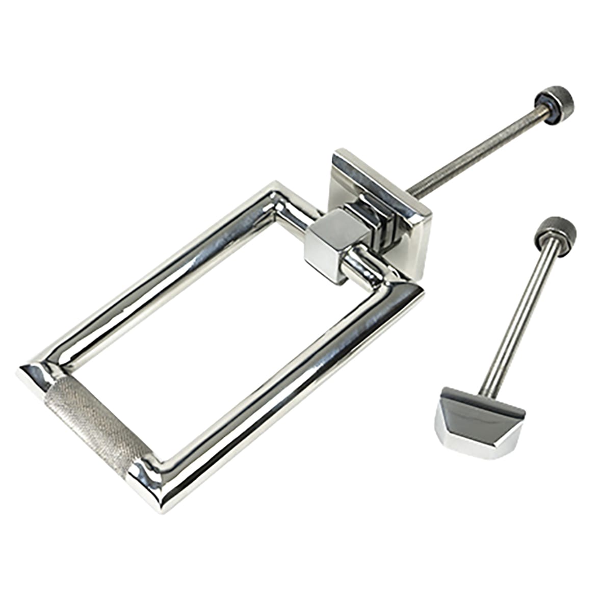 Brompton Rectangular Knurled Door Knocker - Polished Stainless Steel - 145 x 90mm - view 3