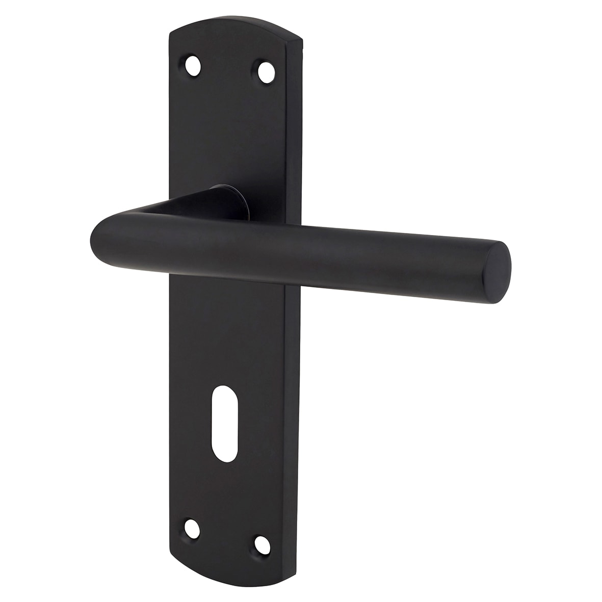 Matt Black Mitred Keyhole Lock Door Handles - 172 x 44mm - view 5
