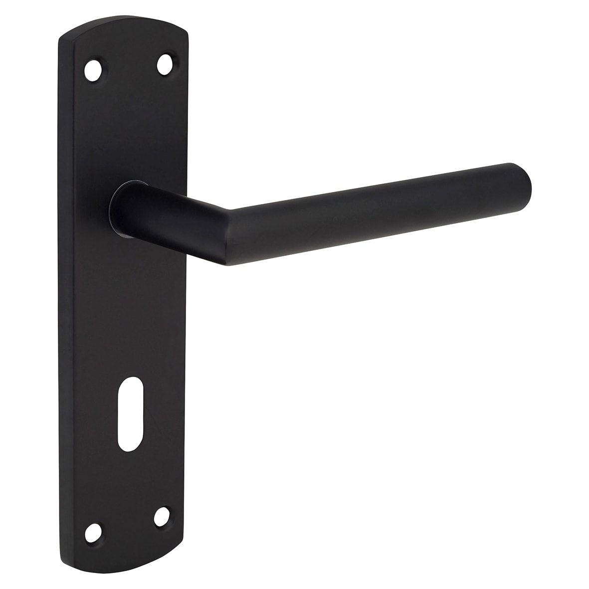 Matt Black Mitred Keyhole Lock Door Handles - 172 x 44mm - view 6