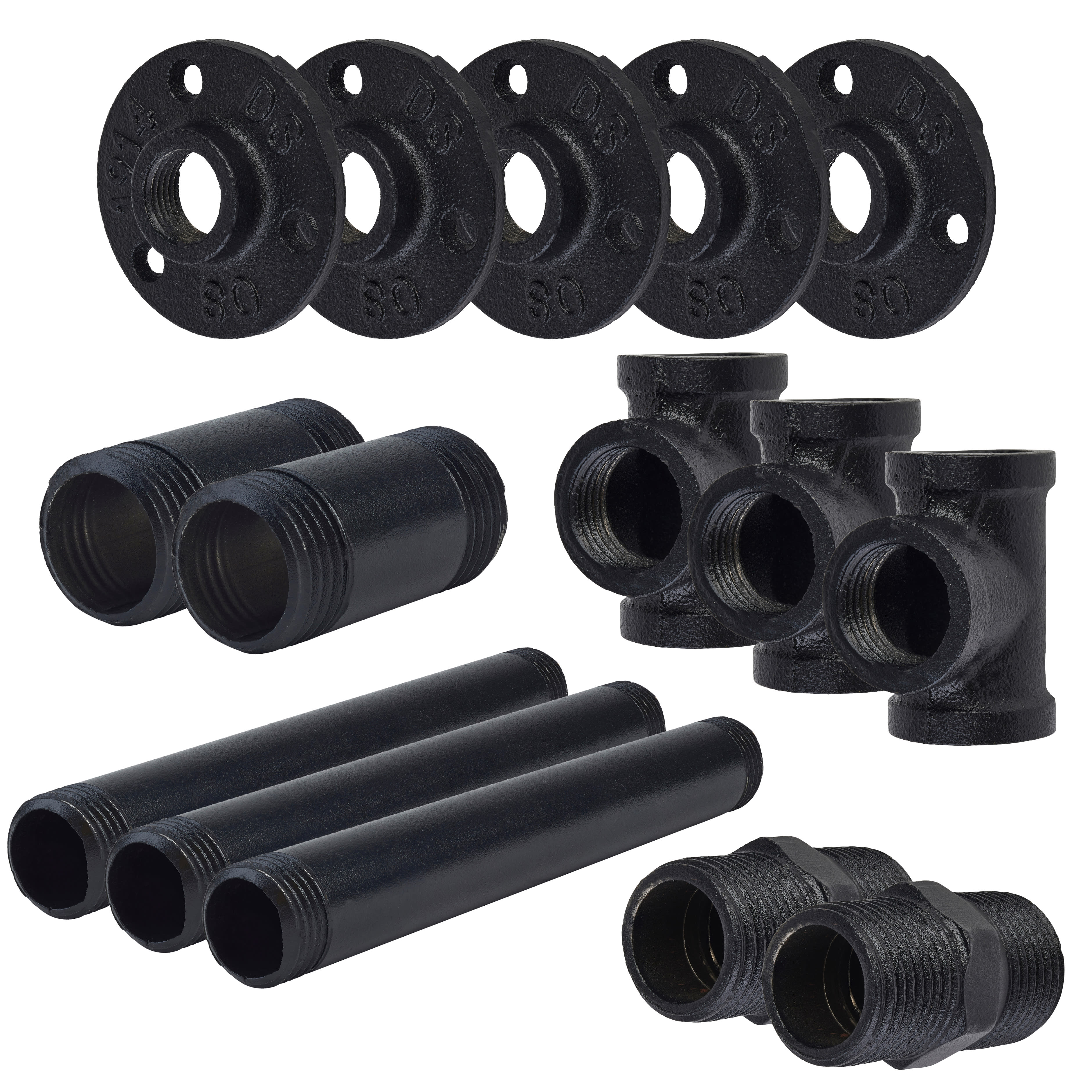 1/2" Pipe Triple Candle Holder - Black - view 3