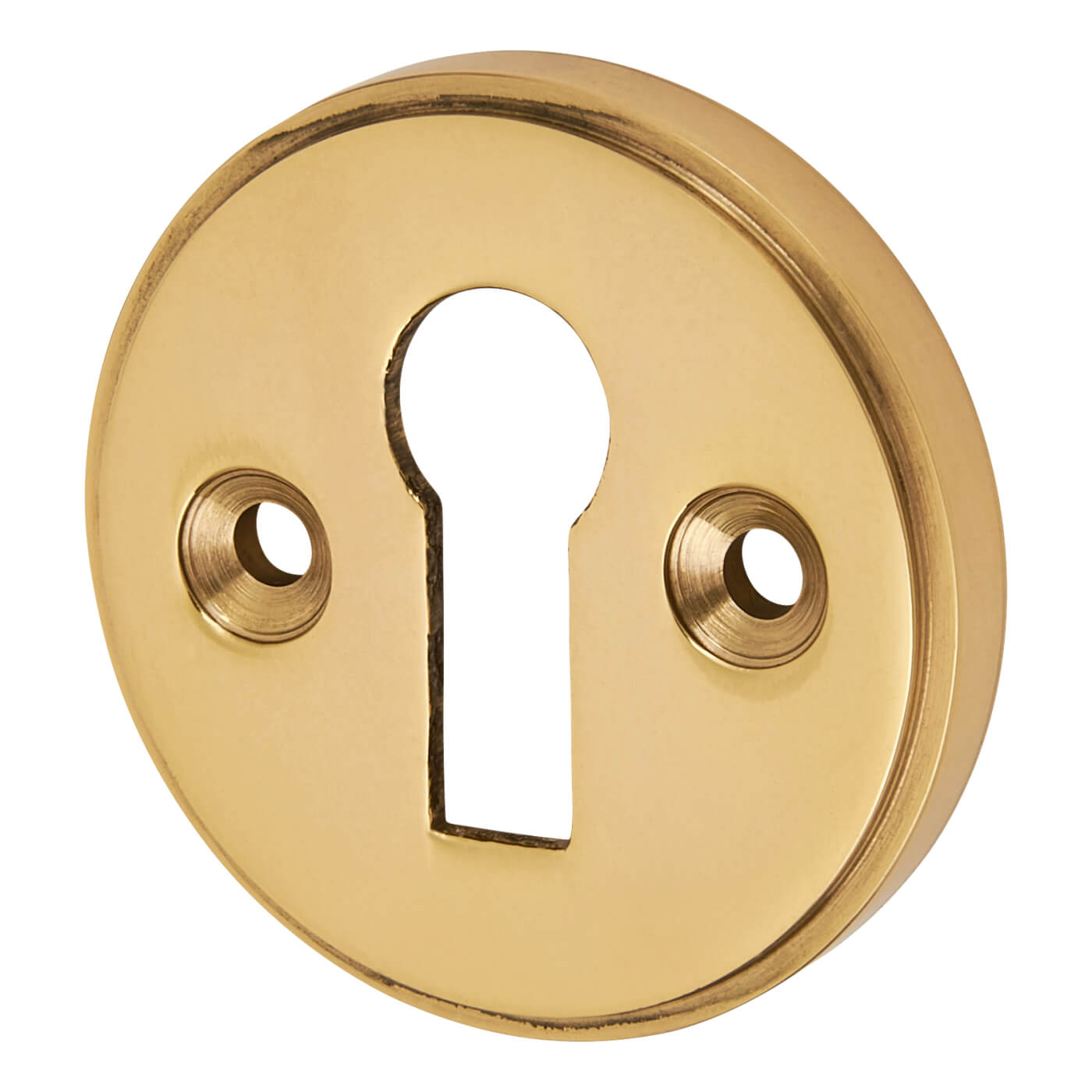 Escutcheon - 40mm Diameter - Keyhole - Polished Brass - view 2