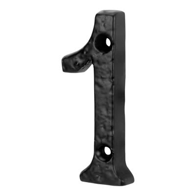 76mm Screw Fix Door Numeral - 1 - Antique Black Iron - view 2