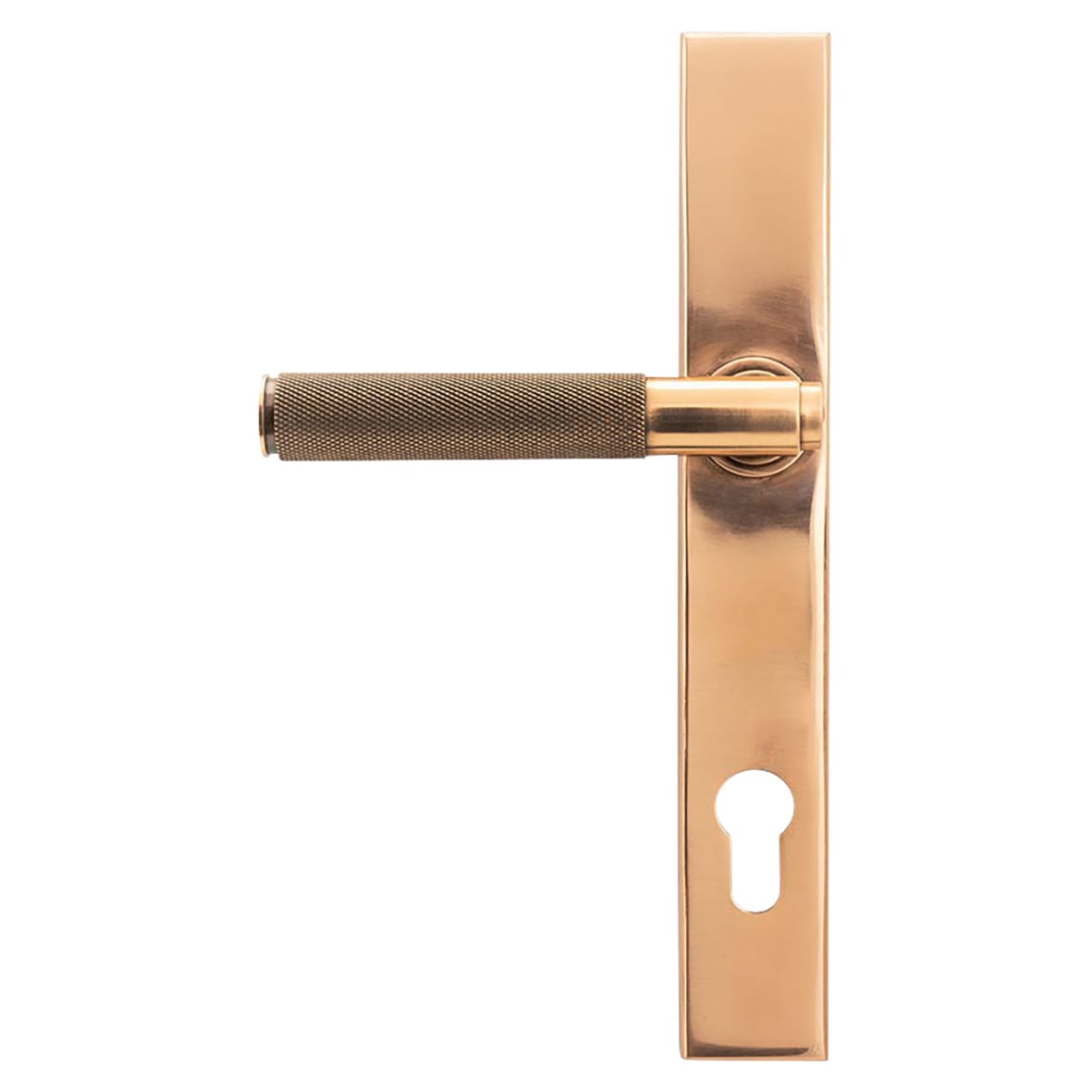Polished Bronze uPVC Slimline Knurled Multipoint Door Handles - 92mm c/c - Brompton Range - view 2