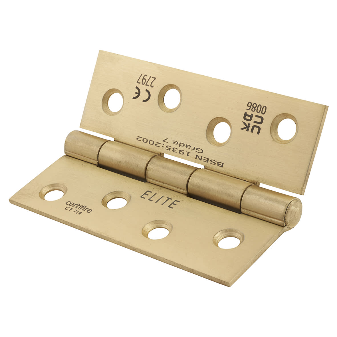 Steel Grade 7 Butt Fire Door Hinge - 100 x 76 x 2mm - Satin Brass - Pair - view 2