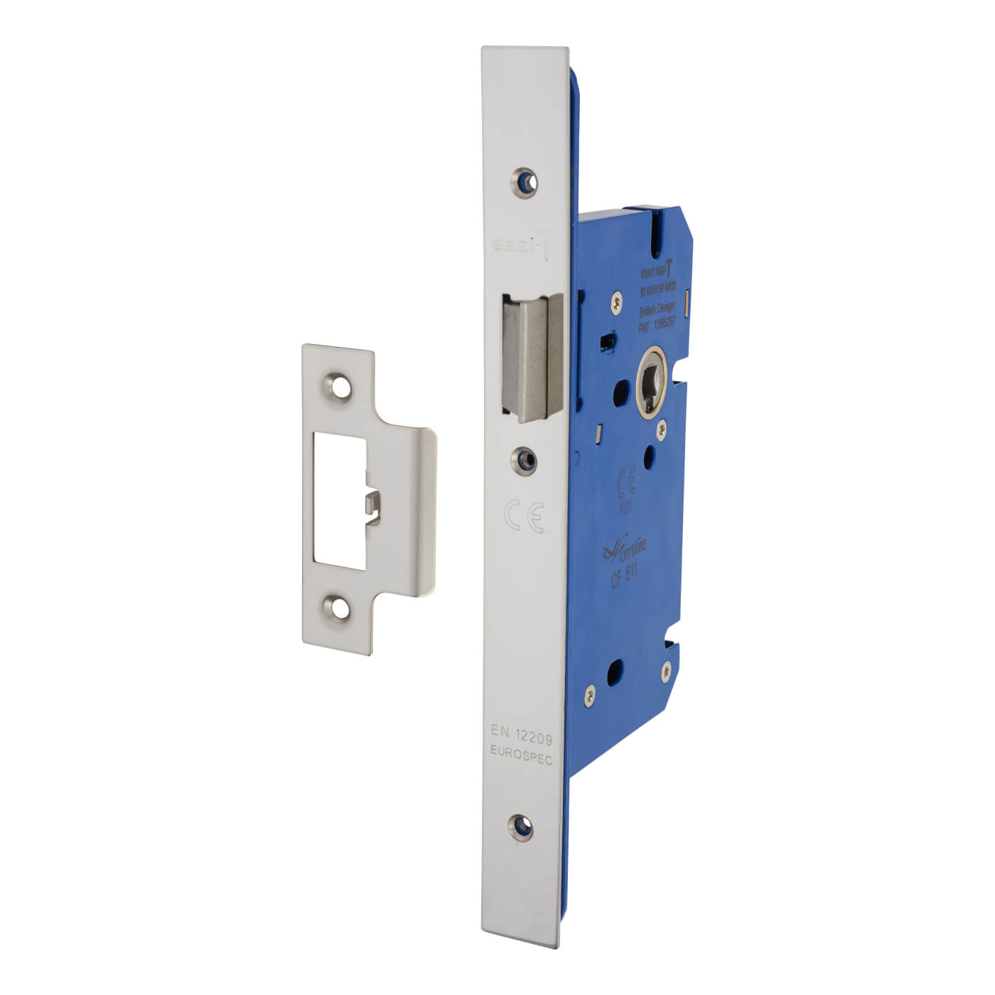 Architectural DIN Latch - 85mm Case - 60mm Backset - Square - Polished Stainless Steel - view 2