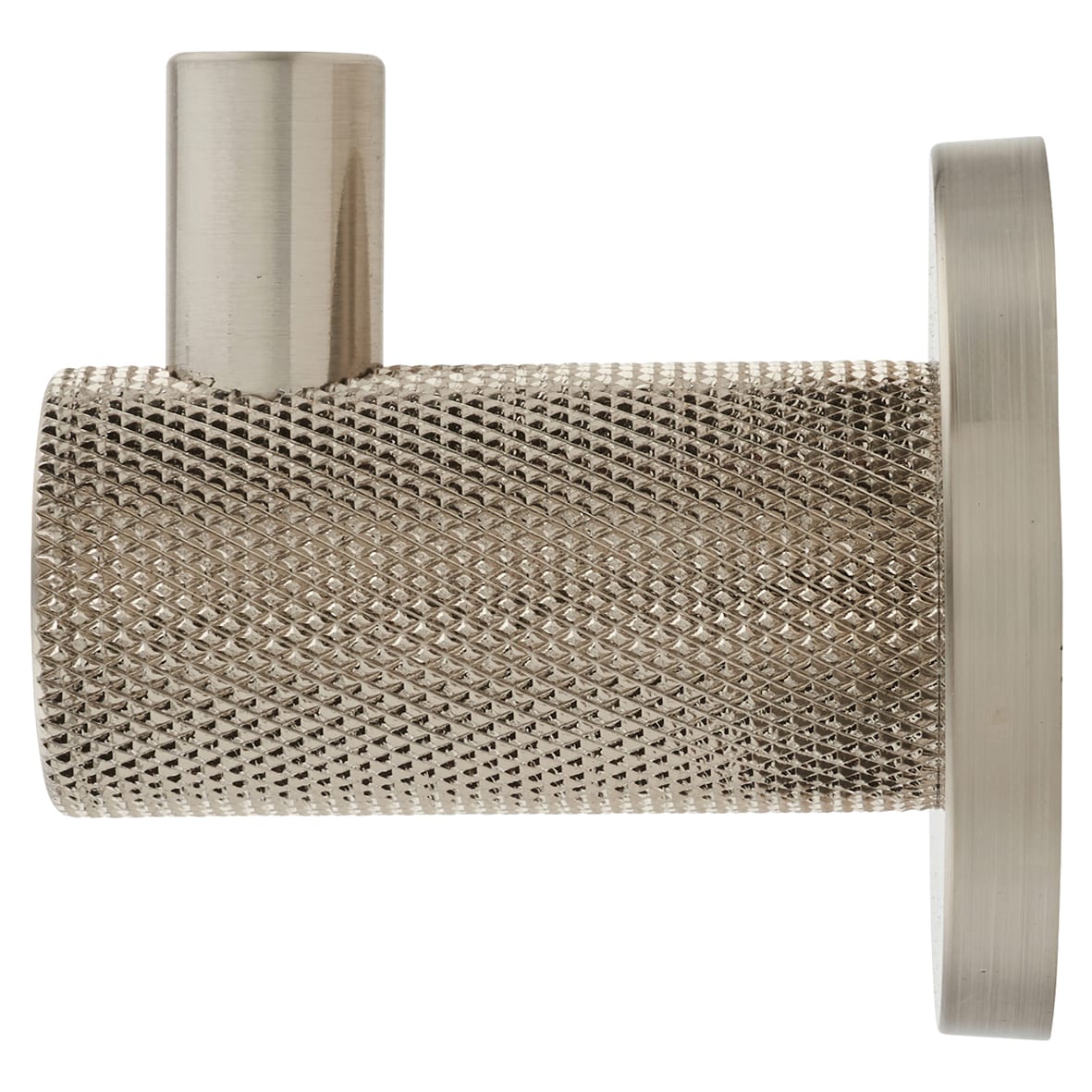 Knurled Single Coat Hook - 50 x 25mm - Satin Nickel - view 2