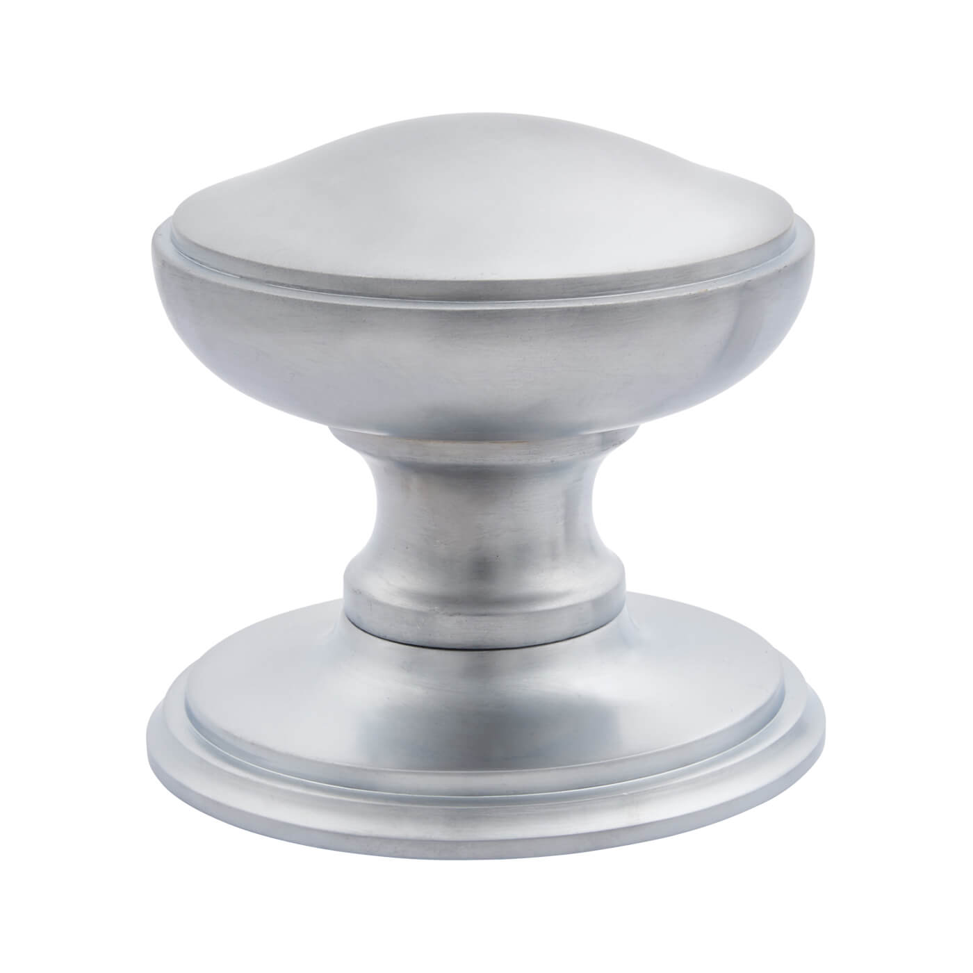 Satin Chrome Round Centre Door Knob - 80mm Rose Diameter - view 3