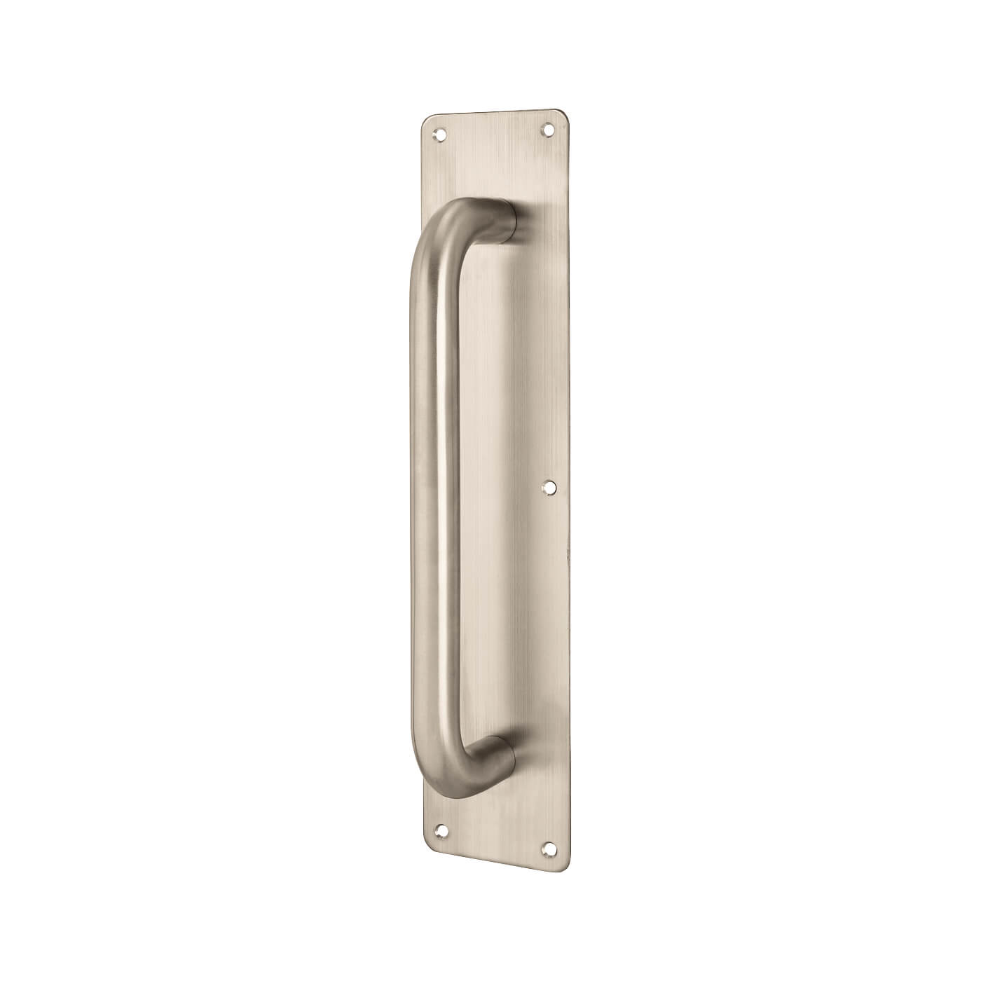 Satin Stainless Steel 22mm D-Bar Door Pull Handle on Plate - Screw Fix - 350 x 75 x 1.5mm - view 2