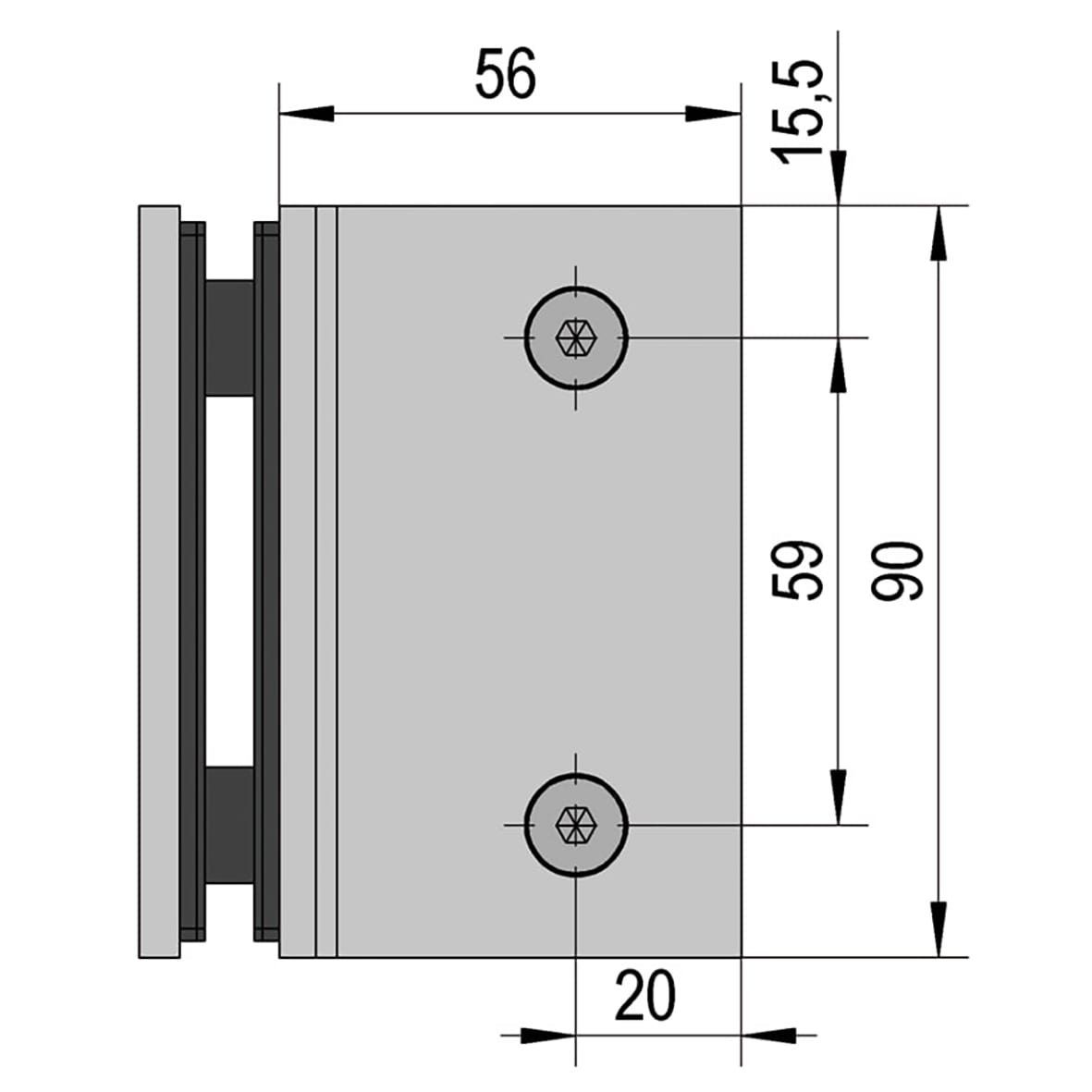 Bilbao Glass to Glass Clamp - 90° - 8-12mm Glass - Polished Chrome - view 2