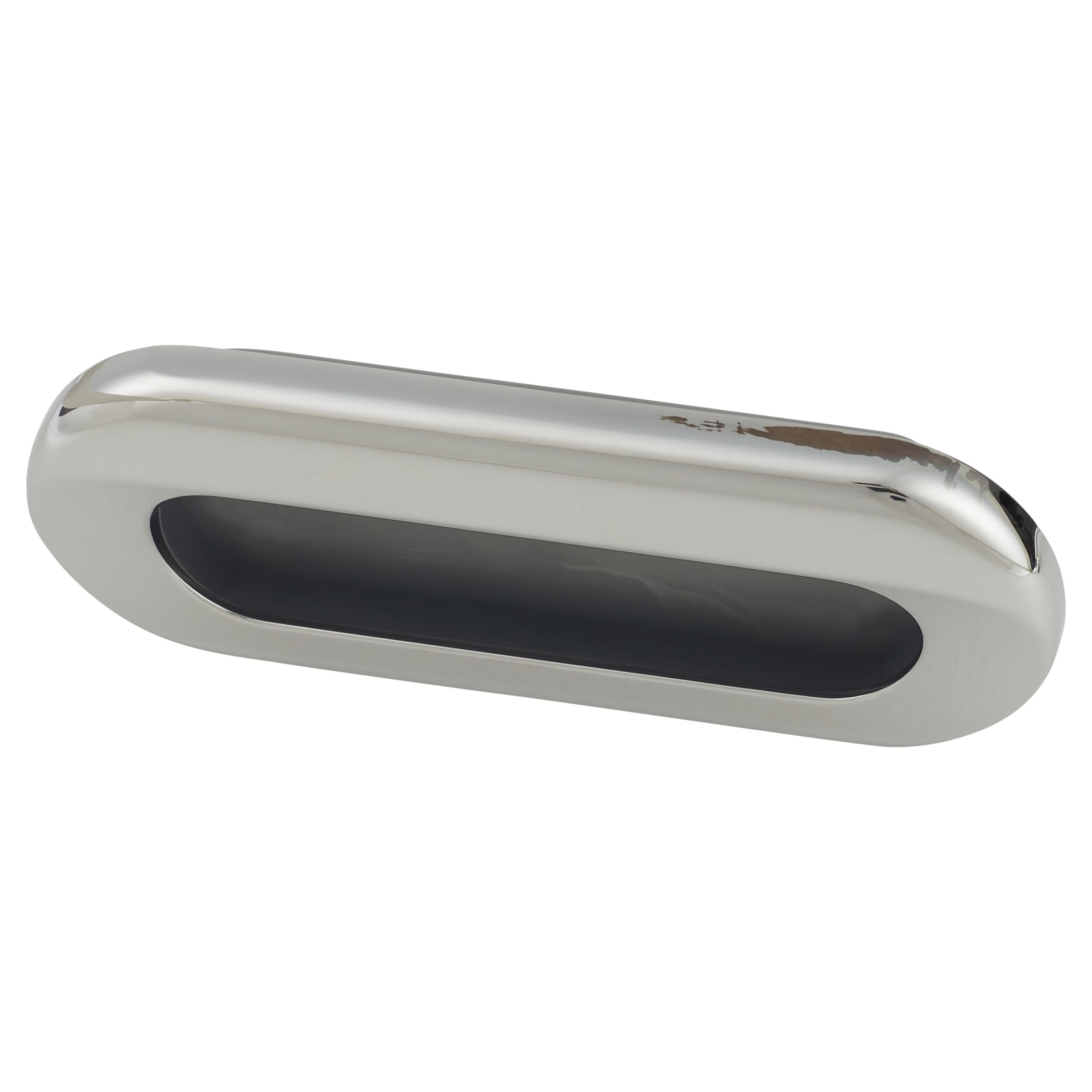 Recessed Sliding Door Oval Flush Cabinet Pull Handle - 111 x 41mm - Polished/Matt Chrome - view 2