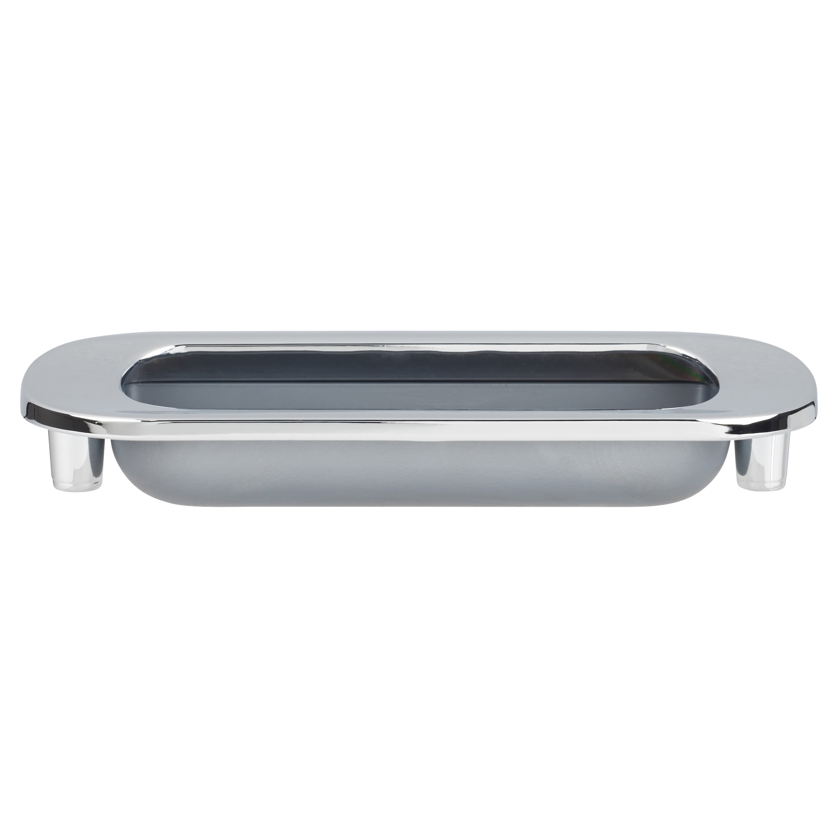 Recessed Sliding Door Oval Flush Cabinet Pull Handle - 111 x 41mm - Polished/Matt Chrome - view 3
