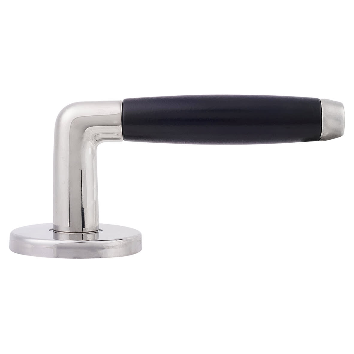 Polished Nickel/Matt Black Door Handles on Round Rose - Cambridge Range - view 3