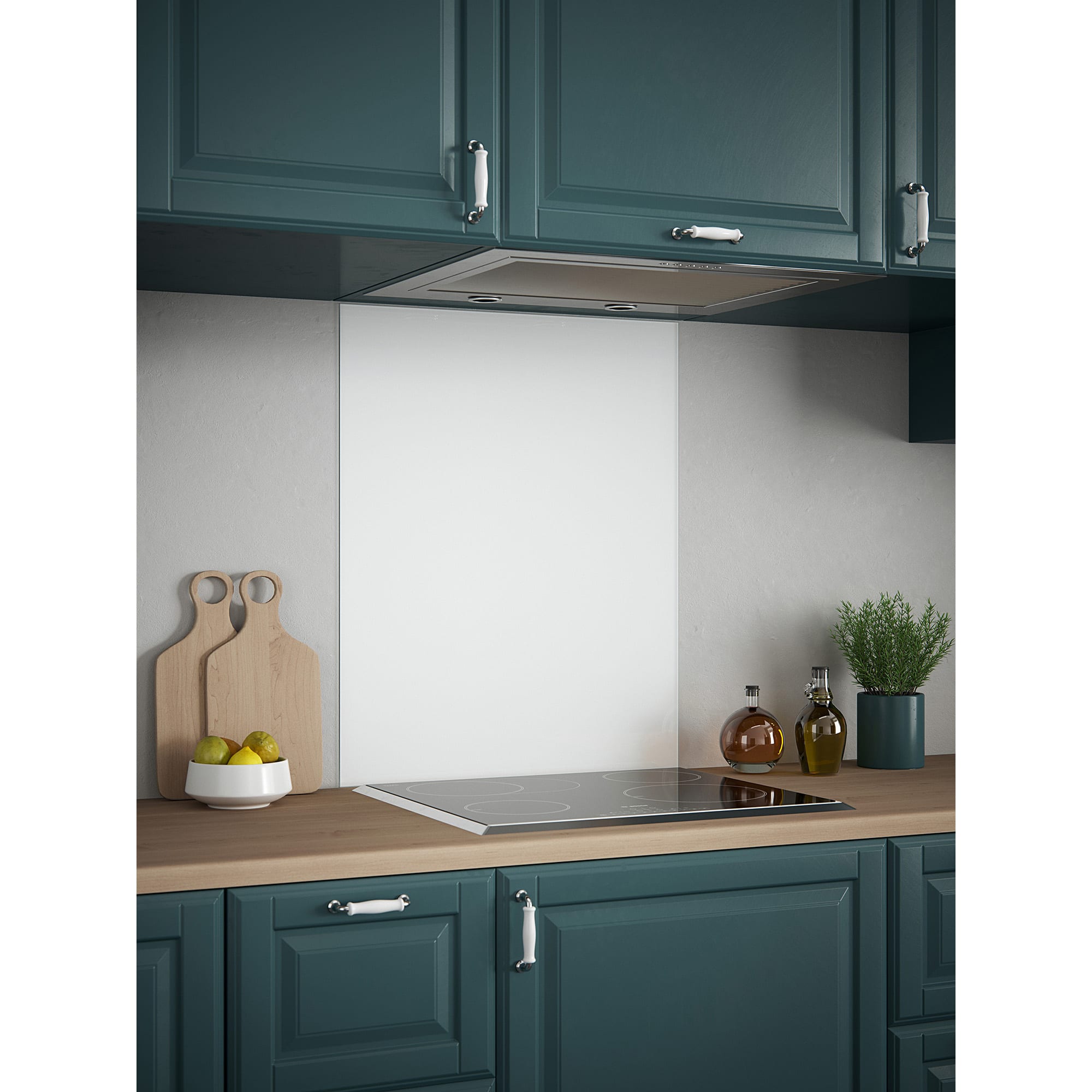 Self Adhesive Glass Kitchen Splashback - 750 x 600mm - Ice White - view 2