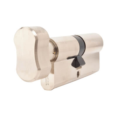 5 Pin 75mm Euro Thumbturn Cylinder - 35mm Turn + 40mm - Pol Nickel - Keyed to Differ - view 3