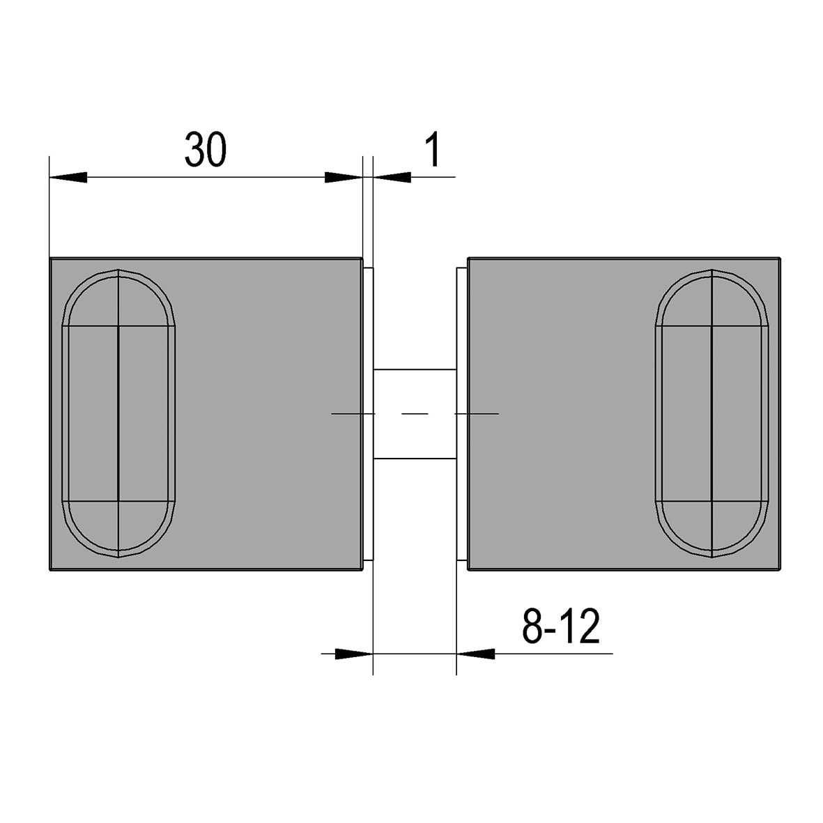 Shower Door Knob - Square - 30 x 30mm - Polished Chrome - Pair - view 5