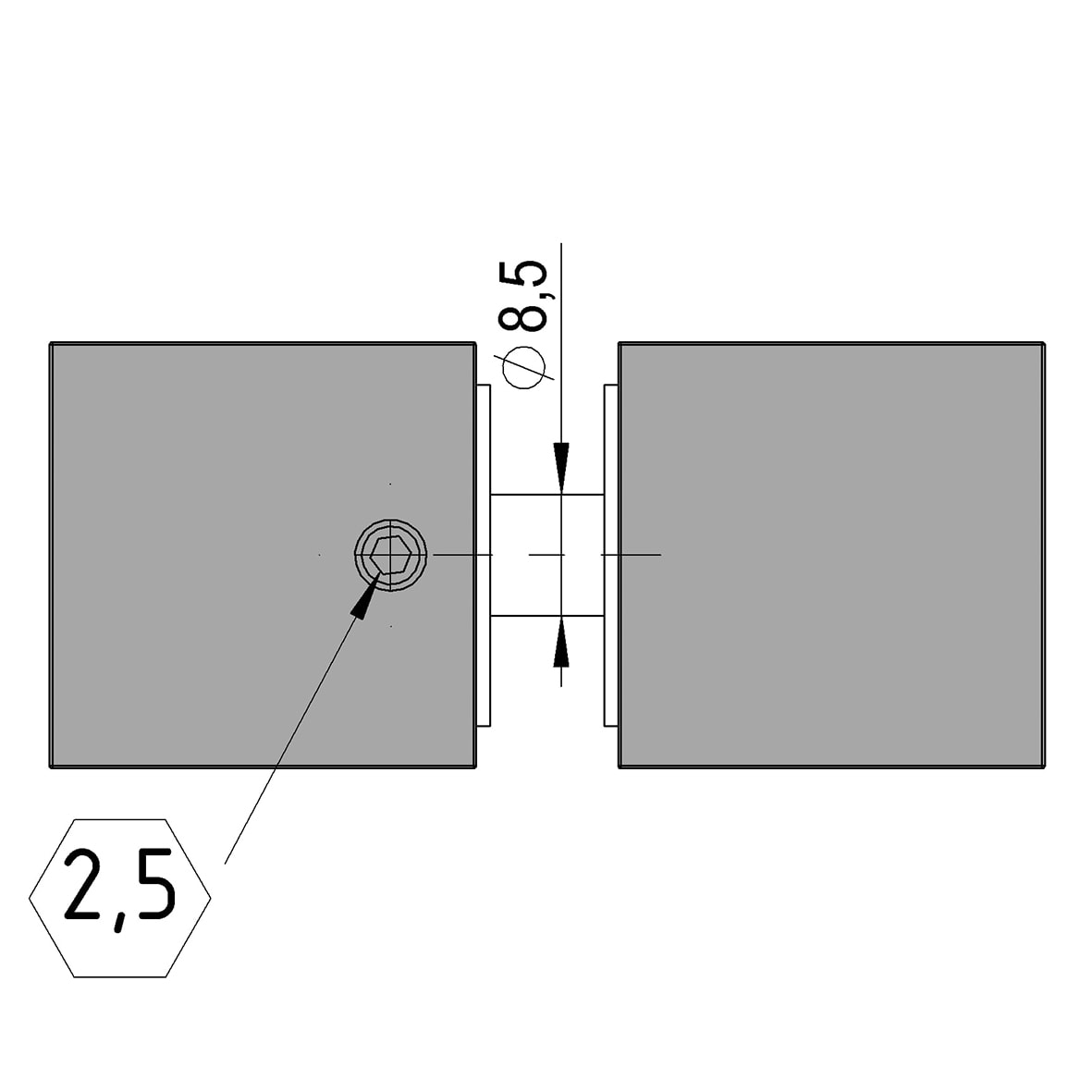 Shower Door Knob - Square - 30 x 30mm - Polished Chrome - Pair - view 6