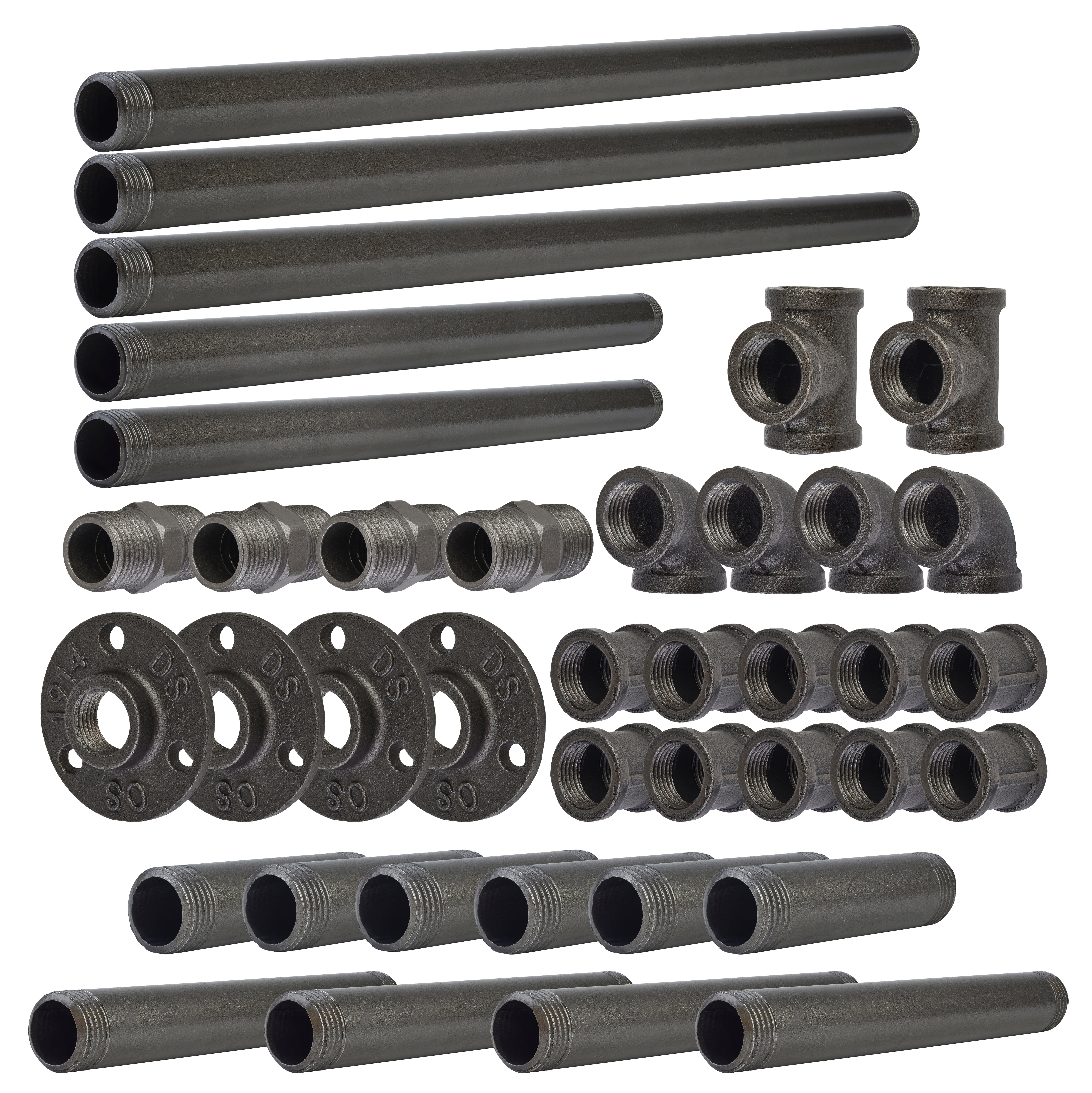 1/2" 3 Tier Drill Through Pipe Shelf Kit with Hanging Rail - Grey - view 3