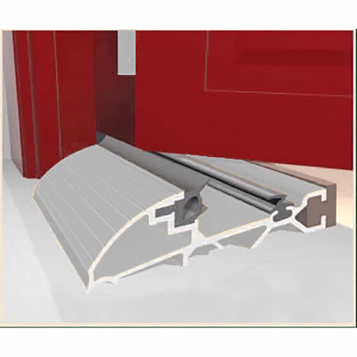 Mobility Threshold with Ramp - 2000mm Length - Inward Opening Doors - Mill Aluminium - view 2
