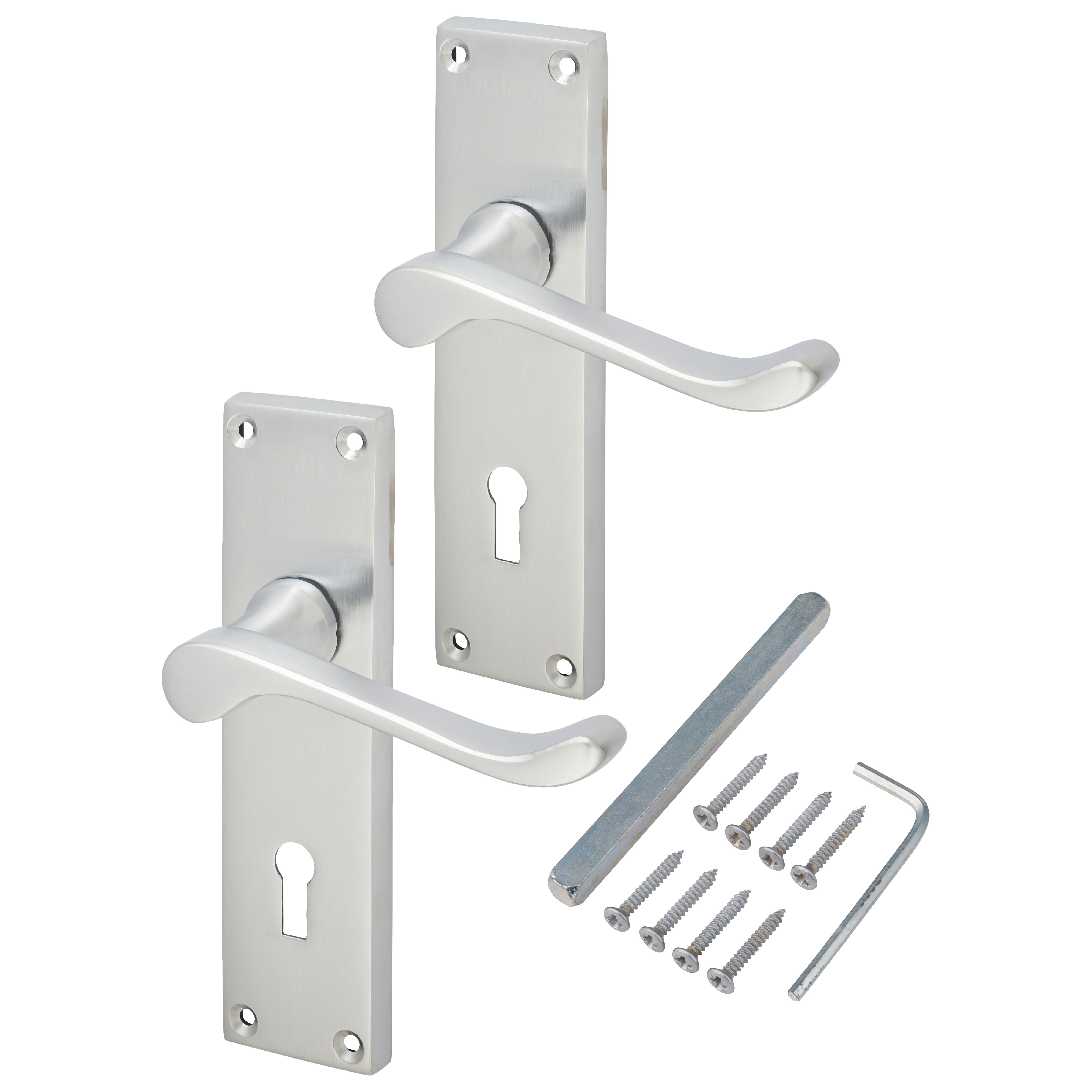 Satin Chrome Victorian Scroll Keyhole Lock Door Handles - 155 x 42mm - view 3