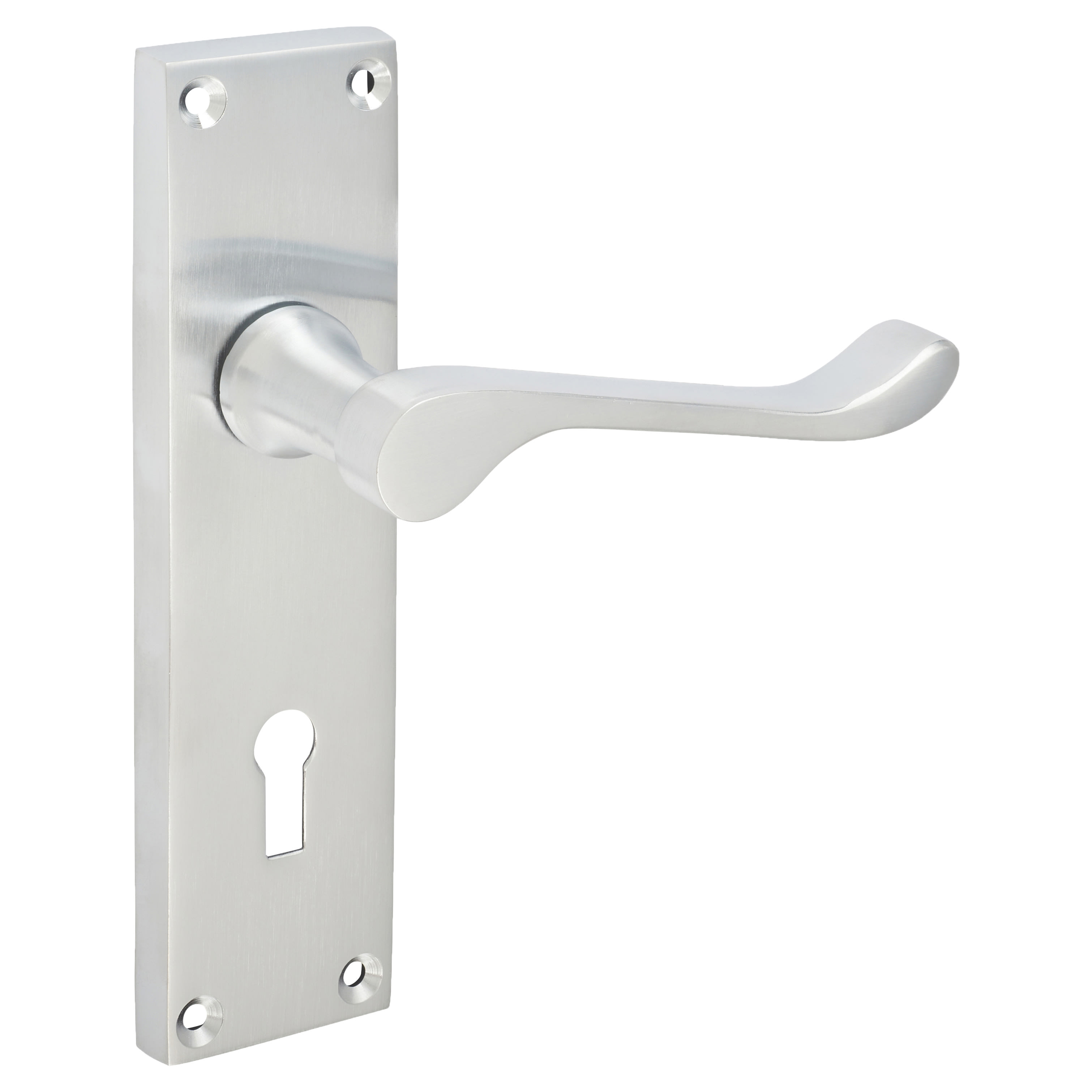 Satin Chrome Victorian Scroll Keyhole Lock Door Handles - 155 x 42mm - view 4