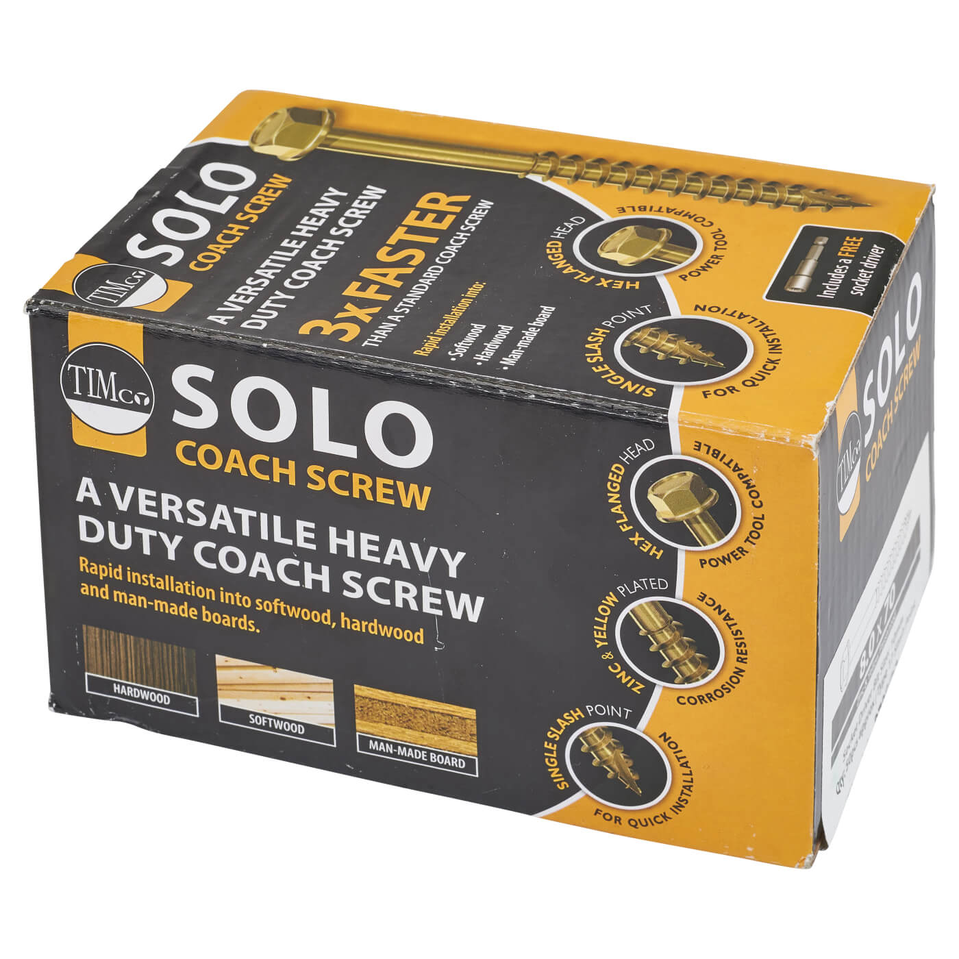 Advanced Coach Screw - 8 x 70mm - Yellow Zinc - Pack of 50 - view 4