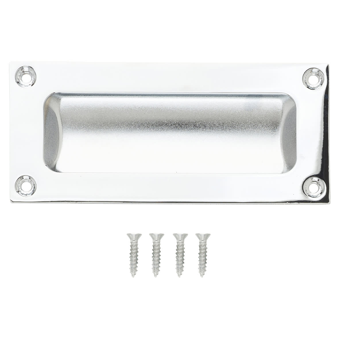 Rectangular Flush Cabinet Pull Handle - 102 x 45mm - Polished Chrome - view 6