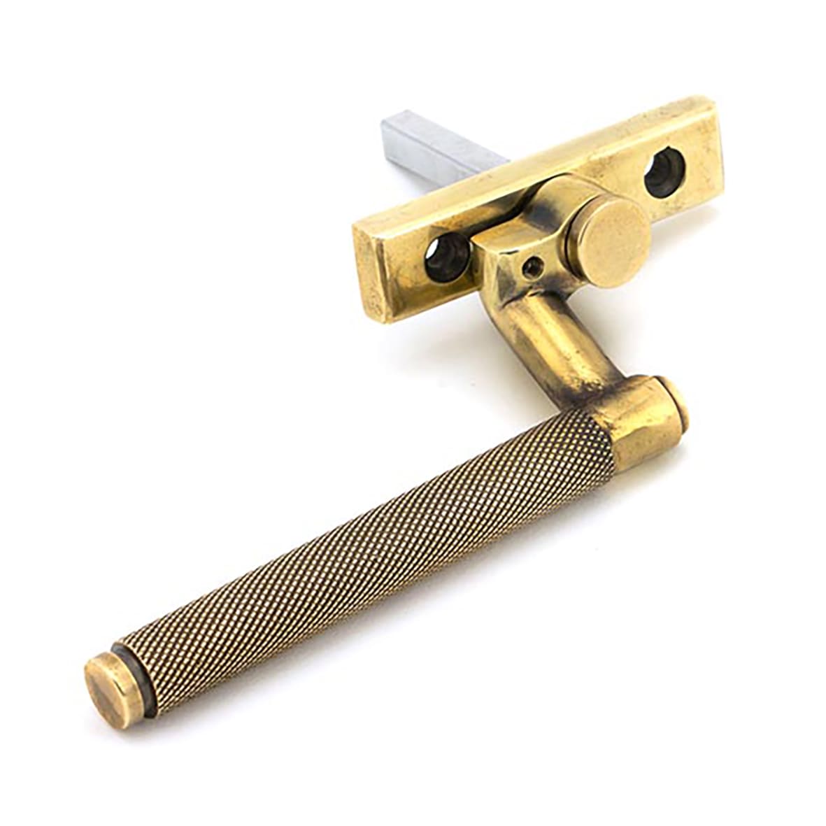 Brompton Knurled Locking Espagnolette Casement Window Handle - Right - Aged Brass - view 2