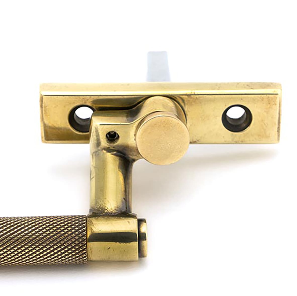 Brompton Knurled Locking Espagnolette Casement Window Handle - Right - Aged Brass - view 4